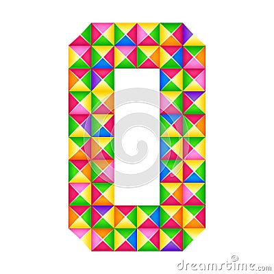 Origami number 0 zero Realistic 3D origami effect isolated. Figure of alphabet, digit. Stock Photo