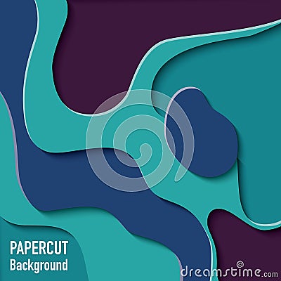 Paper cut out background with 3d effect, carving art Vector Illustration