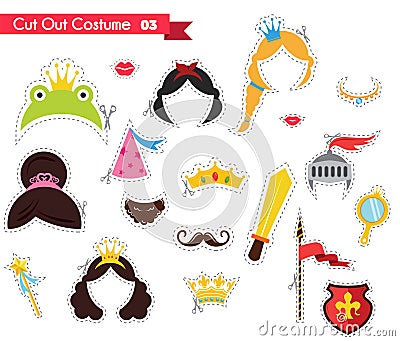 Paper cut out for kids with prince and princess theme. can be used as a props for a theamed party Vector Illustration