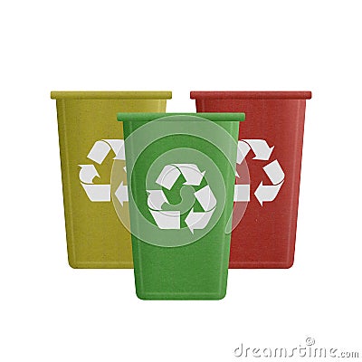 paper cut of recycle bin is can recycling to garbage for environmental conservation symbol Stock Photo