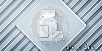 Paper cut Sedative pills icon isolated on grey background. Paper art style. Vector Vector Illustration