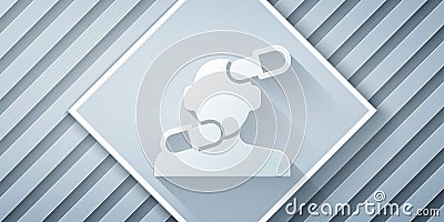 Paper cut Sedative pills icon isolated on grey background. Paper art style. Vector Stock Photo