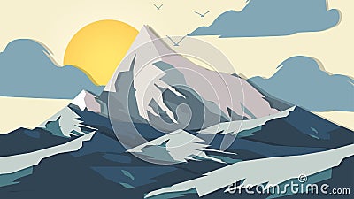 Paper-cut Style Applique Mountains - Vector Illustration Vector Illustration