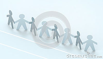 Paper cut Style concept of a leader and relationship with friendship and hand-holding modern Blue paste background Stock Photo