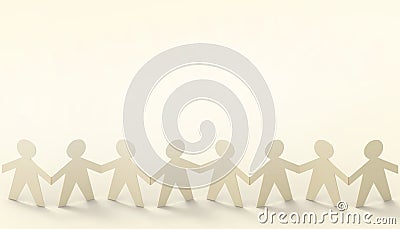 Paper cut Style concept of a leader and relationship with friendship and hand-holding of people in symbolic Yellow paste Stock Photo