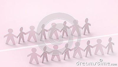 Paper cut Style concept of a leader and relationship with friendship and hand-holding of modern pink paste background Stock Photo