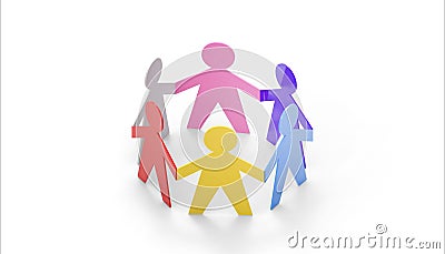 Paper cut Style Concept of the leader and relationship with the people`s friendship in symbolic form on isolated white background Stock Photo