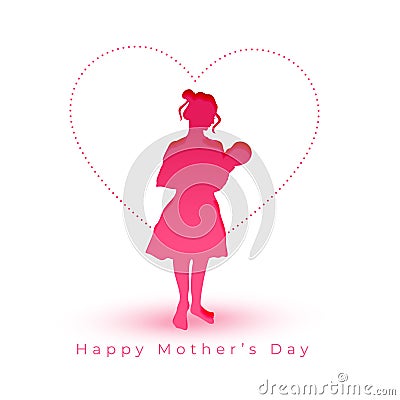 paper cut style mothers day event background with love heart frame Vector Illustration