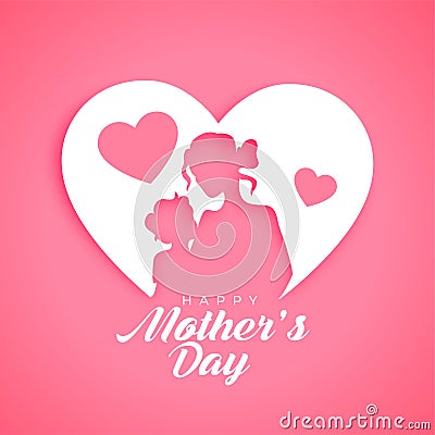 paper cut style mothers day event card for mom and daughter love relation Vector Illustration