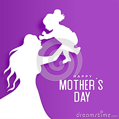 paper cut style mothers day wishes card for mom and daughter love Vector Illustration