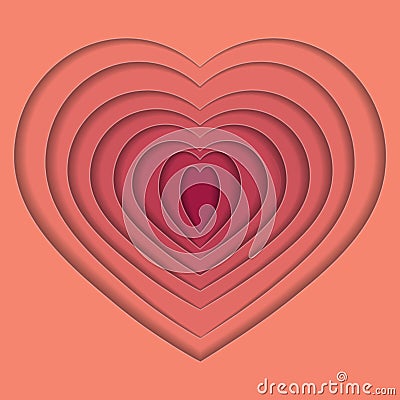 Volume Paper cut Heart. Vector illustration. Eps 10 Cartoon Illustration