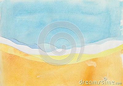 Paper cut style sea and sand abstract background Stock Photo