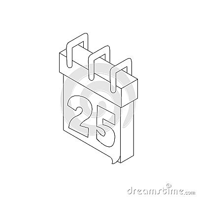 Paper december calender icon, outline style Vector Illustration