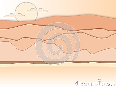 Paper desert. Mountain landscape with shadows. Vector Vector Illustration