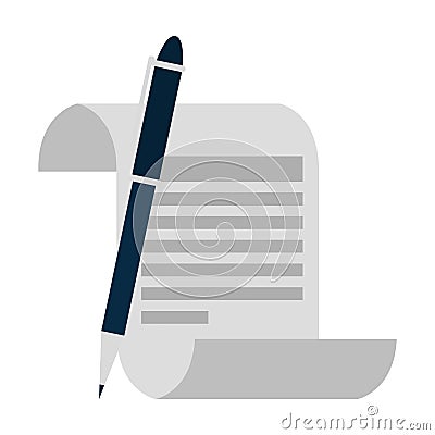 Paper document with pen Vector Illustration