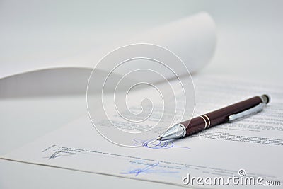 Document signed with a pen, contract Stock Photo