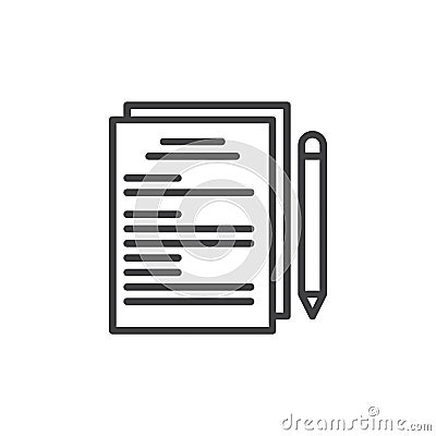 Paper documents and pen line icon Vector Illustration