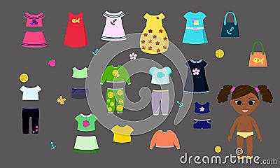 Paper vector doll with clothes for children`s games Vector Illustration