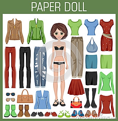 Paper Doll With Clothes Stock Vector - Image: 59680223