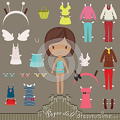 Paper doll outfits Vector Illustration