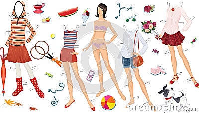 Paper doll Vector Illustration