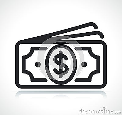 Paper dollar money line icon Vector Illustration