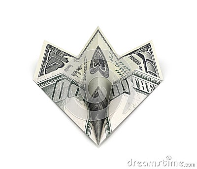 Paper dollar plane isolated on white background 3d Stock Photo