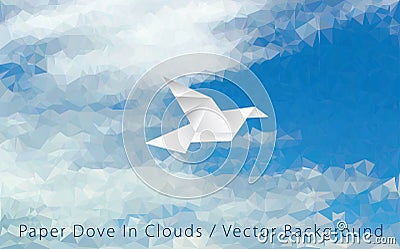 Paper dove in clouds Vector Illustration