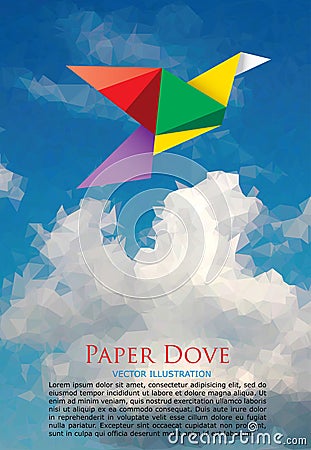 Paper dove sky Vector Illustration