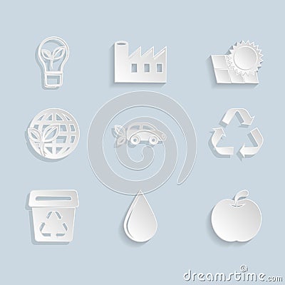 Paper Ecology Icons Set Vector Illustration