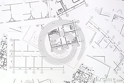 Architectural plan. Engineering house drawings and blueprints. Stock Photo