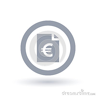 Paper Euro bill icon - European money document symbol Vector Illustration