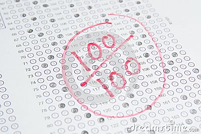 Exam Test , 100 Score Stock Photo