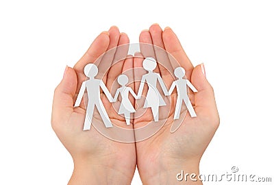 Paper family in hands Stock Photo