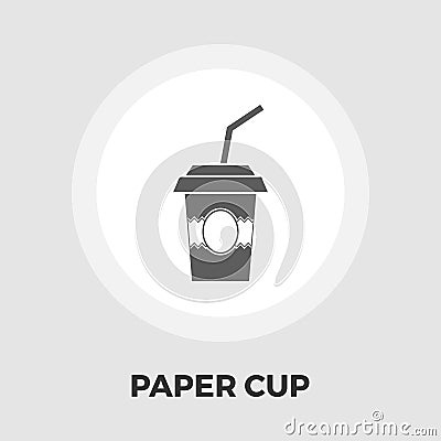 Paper fast food cup icon flat Vector Illustration