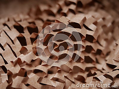 Paper filler for parcels. Kraft brown honeycomb packaging paper with slots Stock Photo