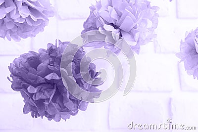 Paper flowers at the baby shower party. Party decoration and ce Stock Photo