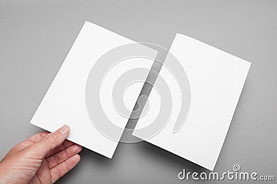 Paper flyer A5 mockup, invitation template. Front and back pages Stock Photo