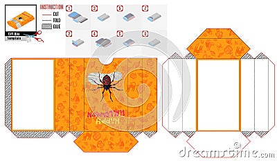 Paper folding box with spider illustration Vector Illustration