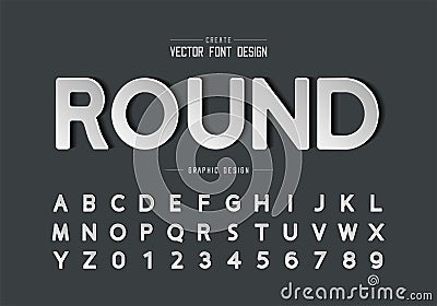 Paper font and round alphabet vector, Design typeface and number, Graphic text on background Vector Illustration