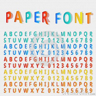 Paper font Vector Illustration