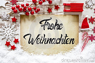 Bright Decoration, Calligraphy Frohe Weihnachten Means Merry Christmas Stock Photo