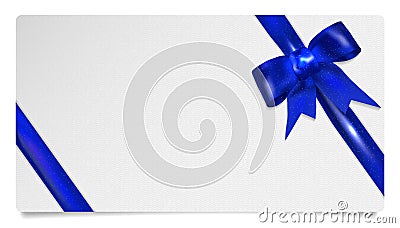 Paper gift voucher with blue bow Cartoon Illustration