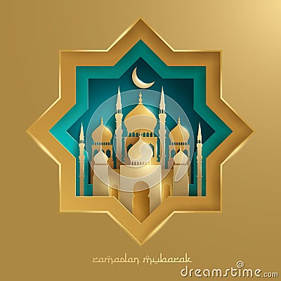 Paper graphic of Islamic mosque Vector Illustration