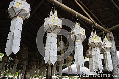 Paper handmade lantern hanging mobile Stock Photo