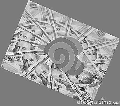 Paper heart and hundred dollar bills Stock Photo