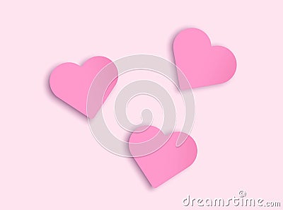 Paper hearts are cut out of paper. Vector illustration. Pink paper cut out a love heart for Valentines day or any other love Cartoon Illustration