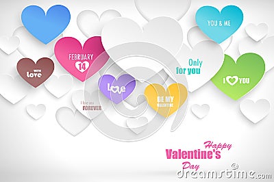 Paper hearts with shadow. Vector Vector Illustration