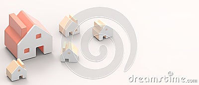Paper Housing and Concept for property industry ladder.mortgage and real estate investment and copy space on Yellow Stock Photo