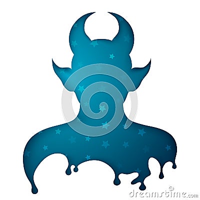 Paper illustration devil 0n the white background. Vector Illustration